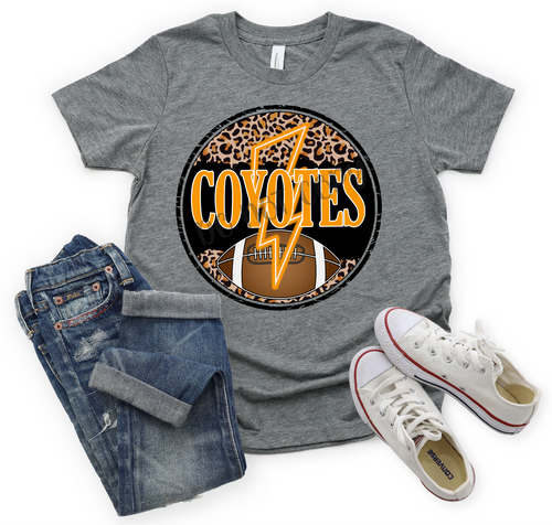 Coyotes Neon Orange Lightning Bolt In Leopard Circle