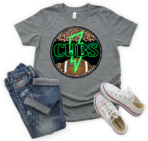 Cubs Green Neon Lightning Bolt In Leopard Circle