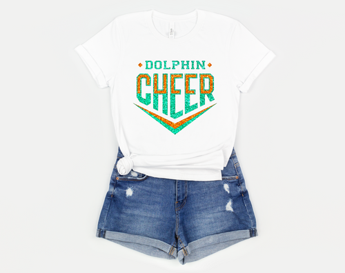 Dolphin Cheer Teal & Orange Glitter