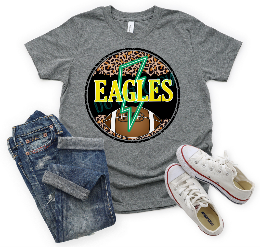 Eagles Green & Gold Neon Lightning Bolt In Leopard Circle