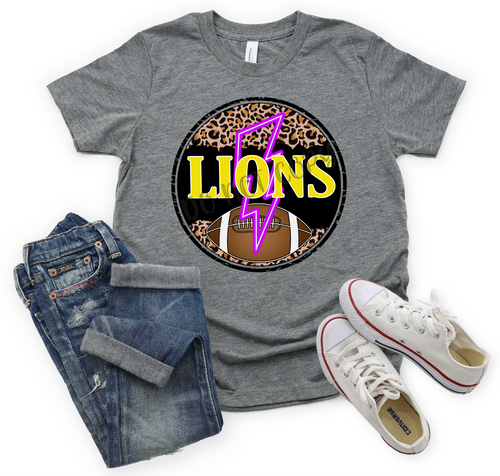 Lions Purple & Gold Neon Lightning Bolt In Leopard Circle