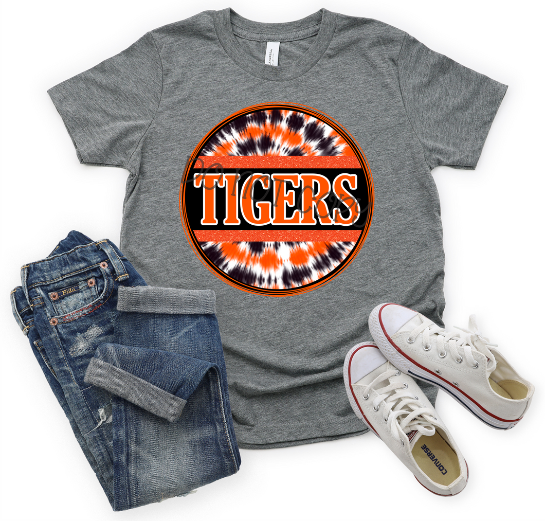 Tigers Orange & Black Tie-Dye Circle