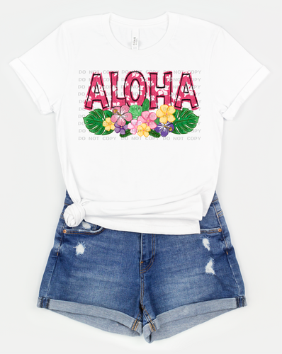 Aloha Pink With Flowers Transfer