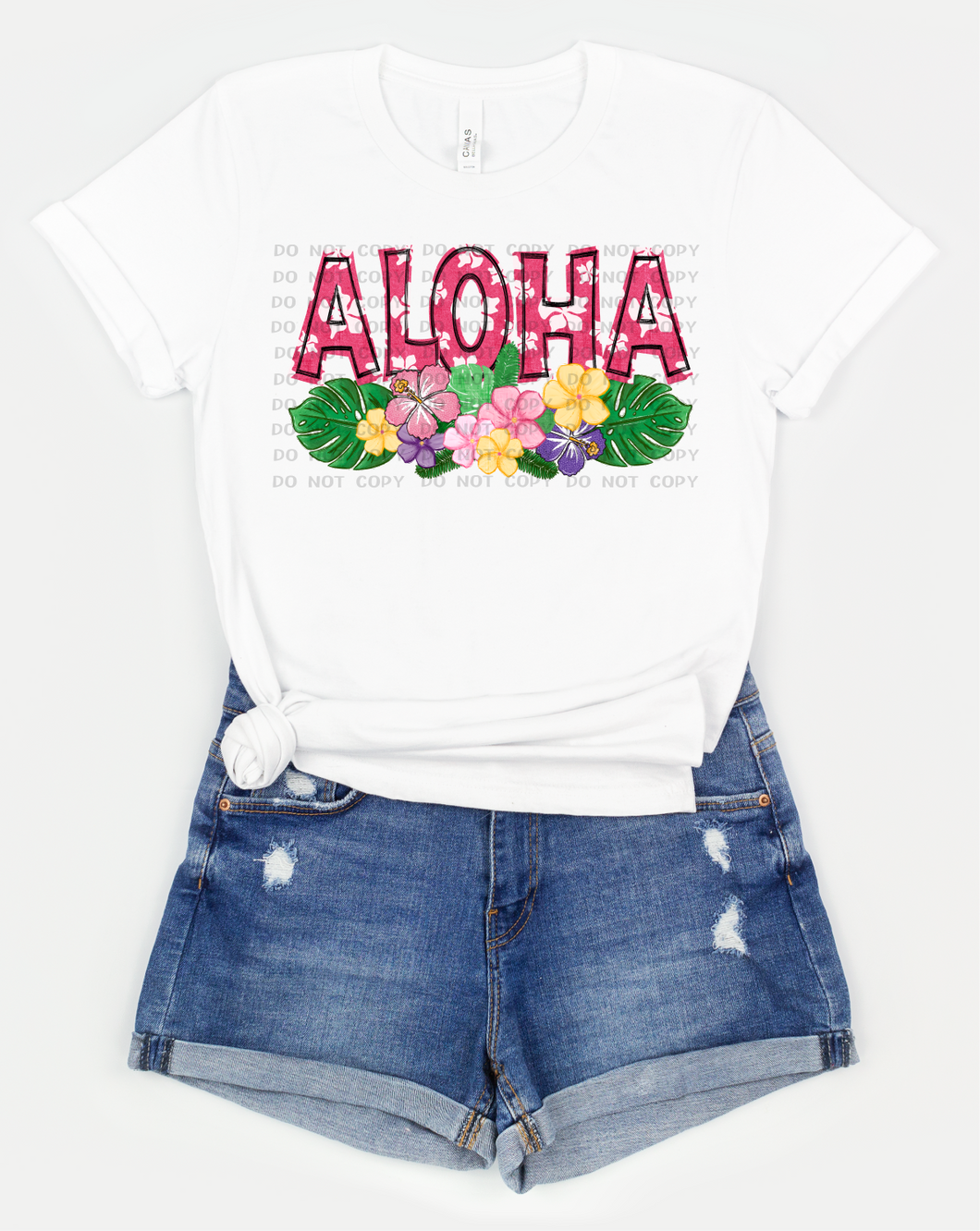 Aloha Pink With Flowers Transfer