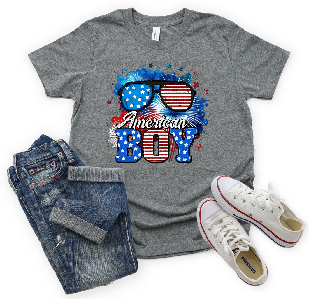 American Boy Fireworks With Sunglasses Transfer