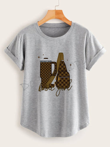 Basic Girl Brown Checkerboard Cup and Bag