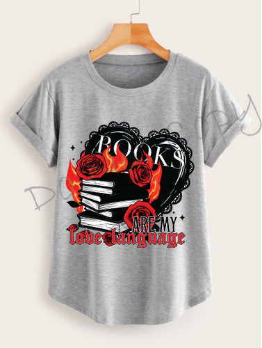 Books Are My Love Language Stack Of Books And Black Heart