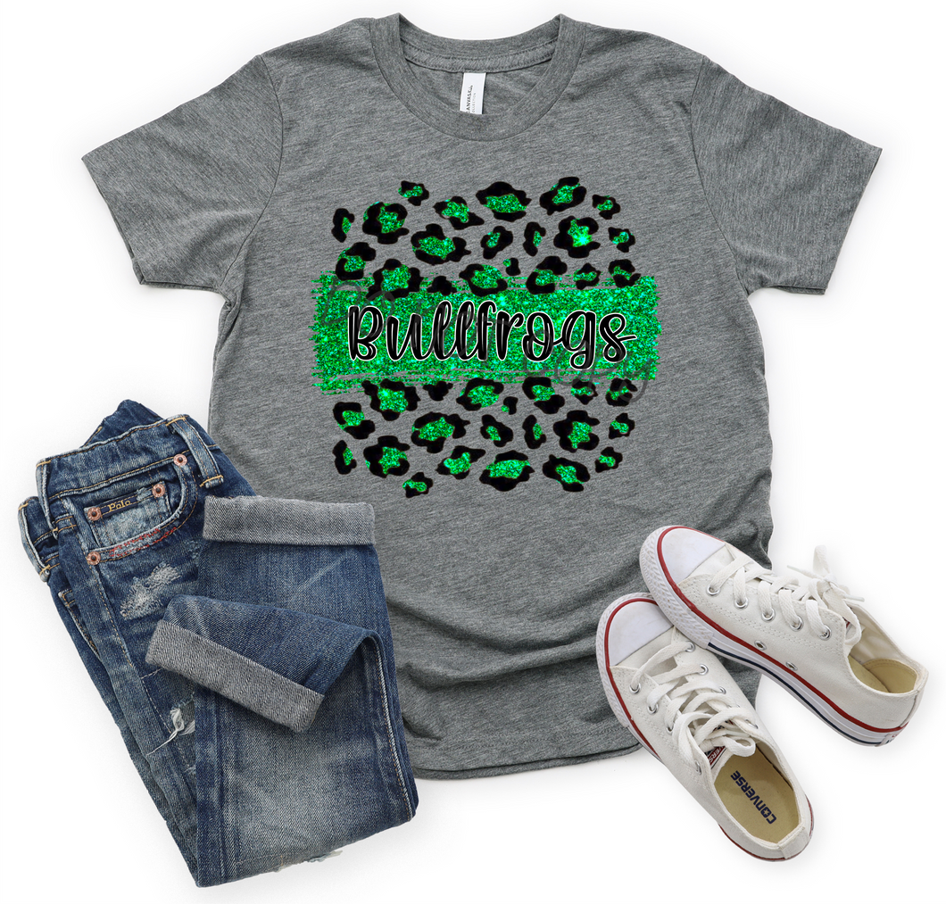 Bullfrogs Green Leopard Glitter