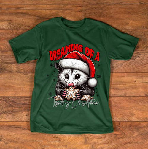 Dreaming Of A Trashy Christmas |Possum Wearing A Santa Hat Eating A Cookie