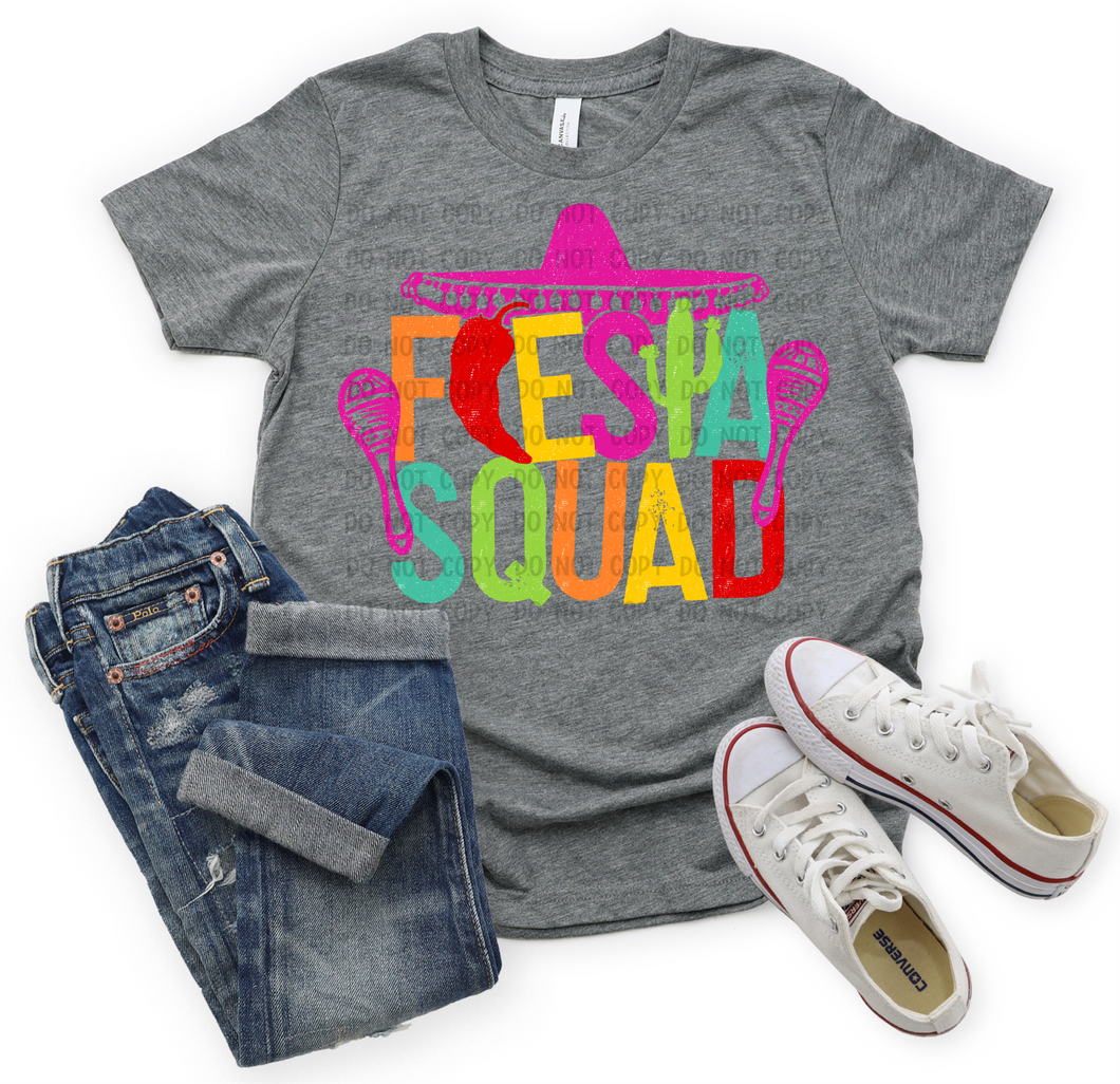 Fiesta Squad Sombrero & Marracas With Colorful Letters Transfer