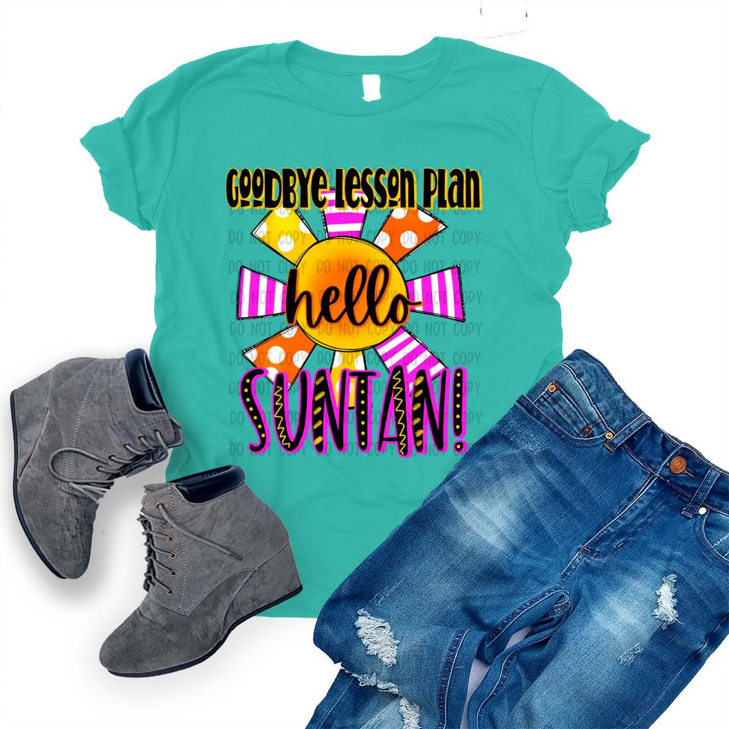 Good-Bye Lesson Plan Hello Suntan Neon Transfer