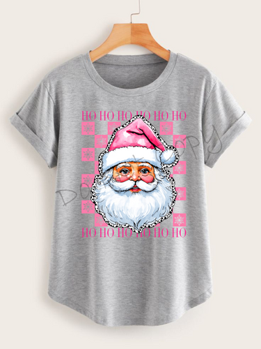 Ho Ho Ho Ho |Pink |Santa |Checkered Background