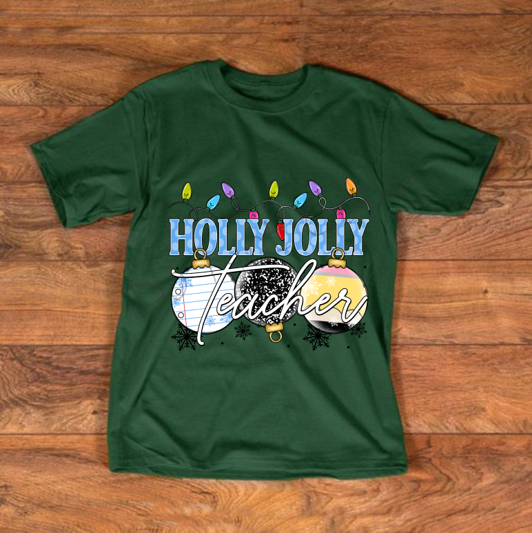 Holly Jolly Teacher |Notebook Paper, Composition Notebook, and Pencil Ornaments |Christmas Lights