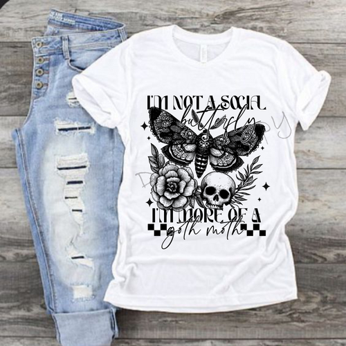 I'm Not A Social Butterfly I'm More Of A Goth Moth |Moth, Skull, and Flower