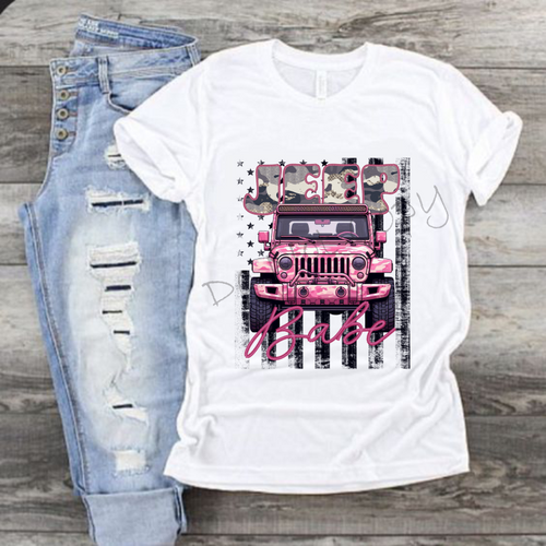 Jeep Babe |Pink |American Flag Background