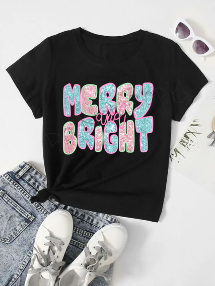 Merry And Bright |Pink and Blue Glitter