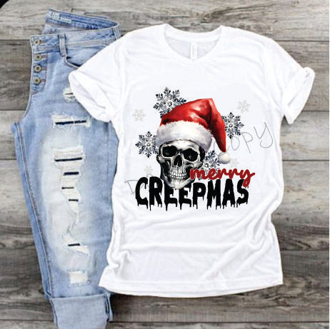 Merry Creepmas Skull in Santa Hat