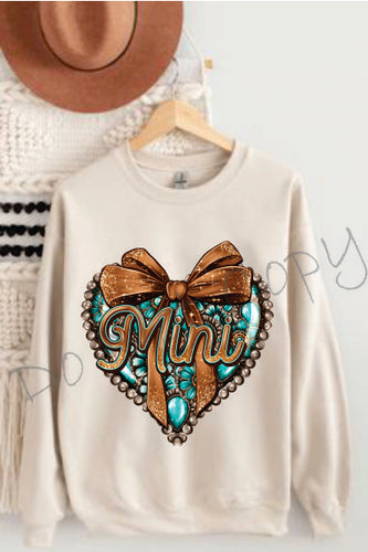 Mini Turquoise Heart With Bow