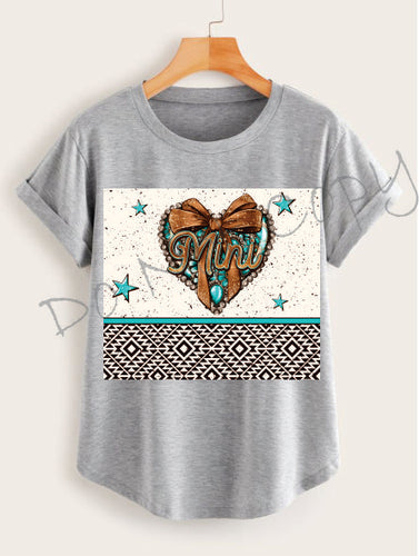 Mini With Turquoise Heart Bow and Western Background