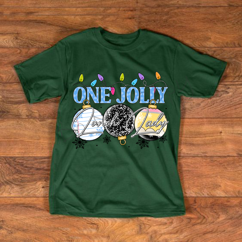 One Jolly Lunch Lady |Notebook Paper, Composition Notebook, and Pencil Ornaments |Christmas Lights