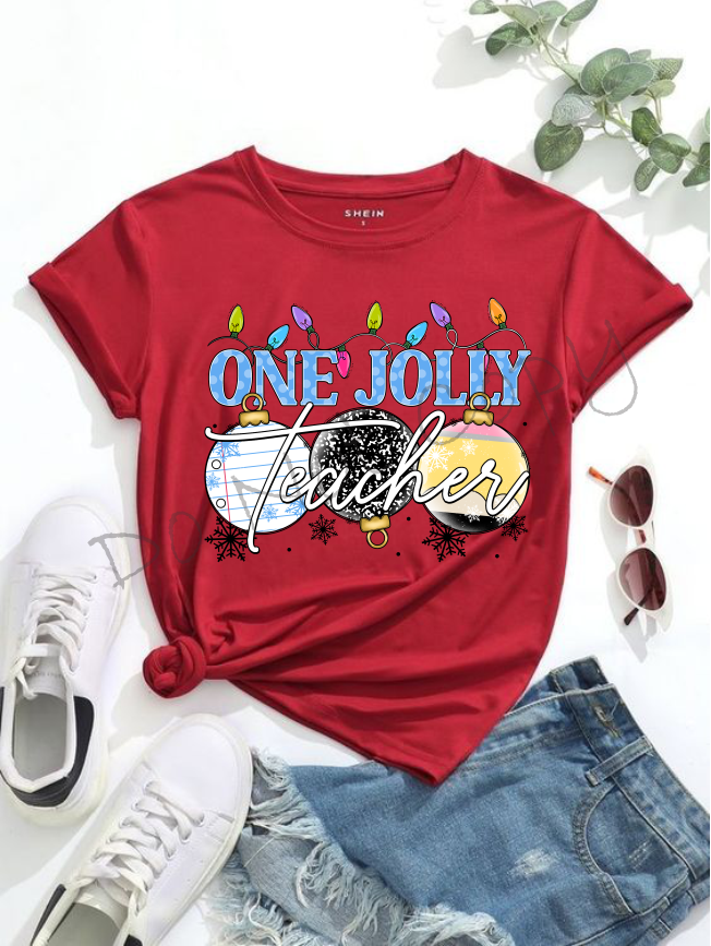 One Jolly Teacher |Notebook Paper, Composition Notebook, and Pencil Ornaments |Christmas Lights
