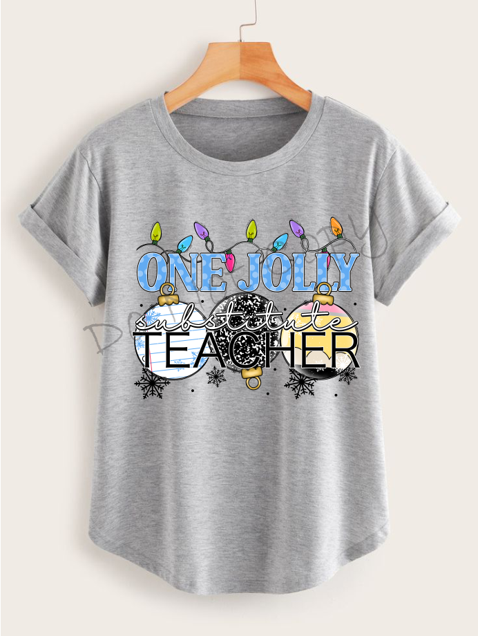 One Jolly Substitute Teacher |Notebook Paper, Composition Notebook, and Pencil Ornaments |Christmas Lights