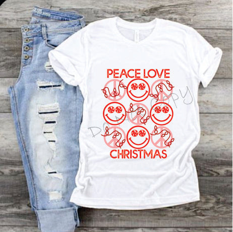 Peace Love and Christmas With Smiley Faces And Peace Signs