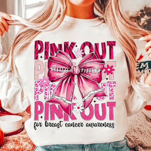 Pink Out Stacked With Football Bow