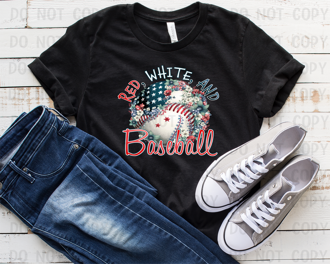 Red white & baseball Transfer