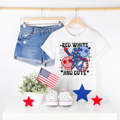 Red, White & Cute Smiley With Lightning Bolt Transfer