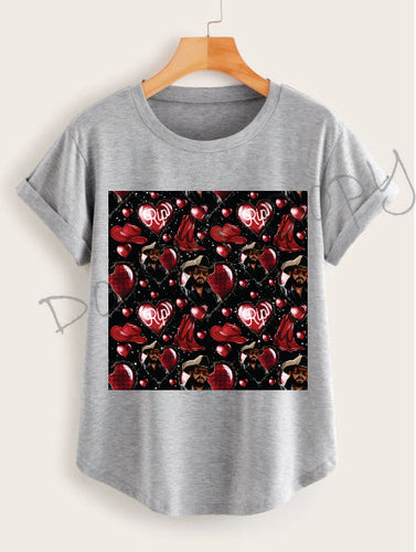 Rip Hearts and Boots Pattern Black