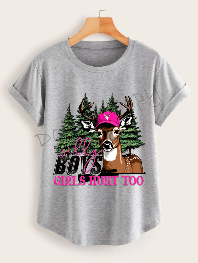 Silly Boys Girls Hunt Too |Deer In Pink Hat