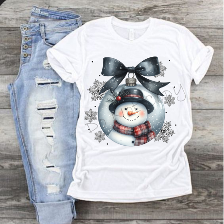 Snowman Ornament Black Bow