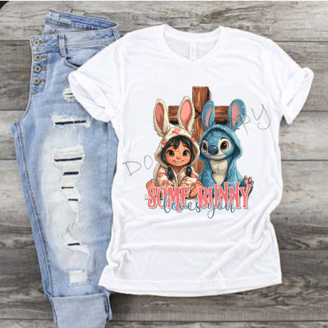 Some Bunny Loves You Lilo And Stitch With A Cross