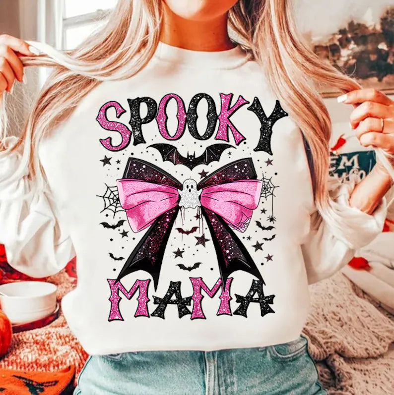 Spooky Mama Pink & Black with Bow