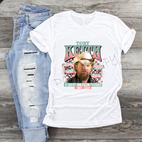 Toby Keith Great American Patriot 1961-2024 Pink And Green