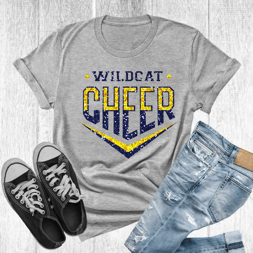 Wildcat Cheer Navy & Yellow Glitter