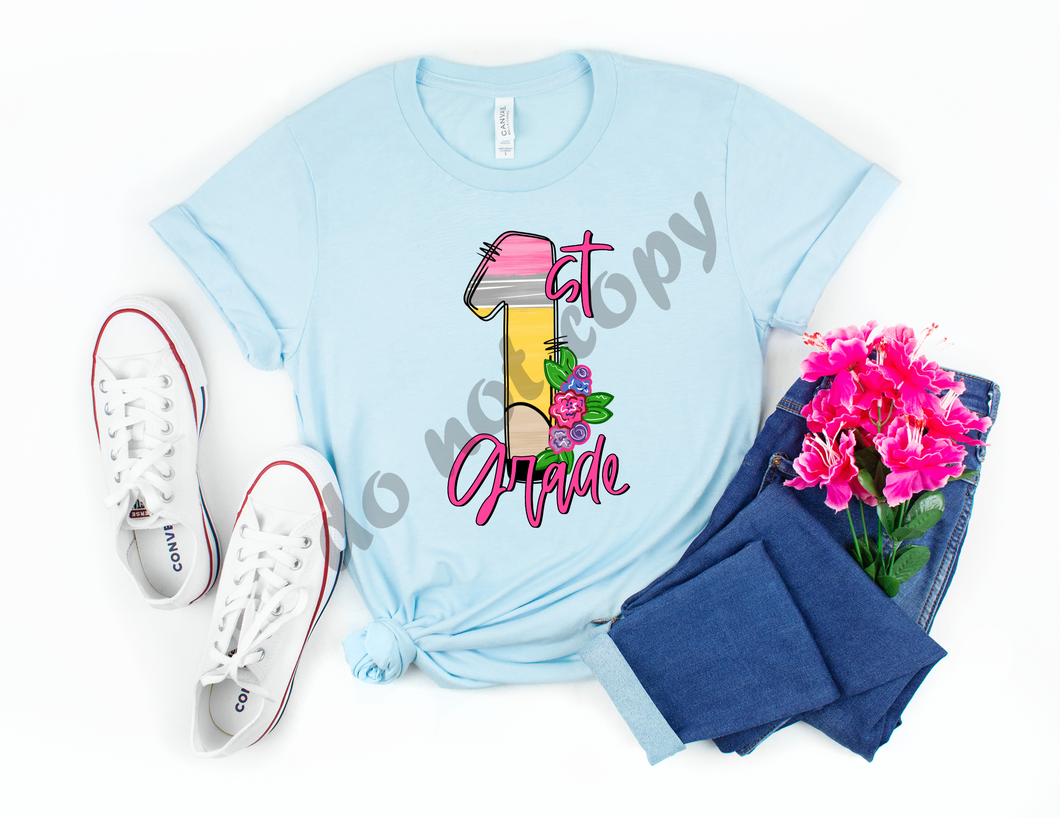 1st Grade Floral Pencil Transfer