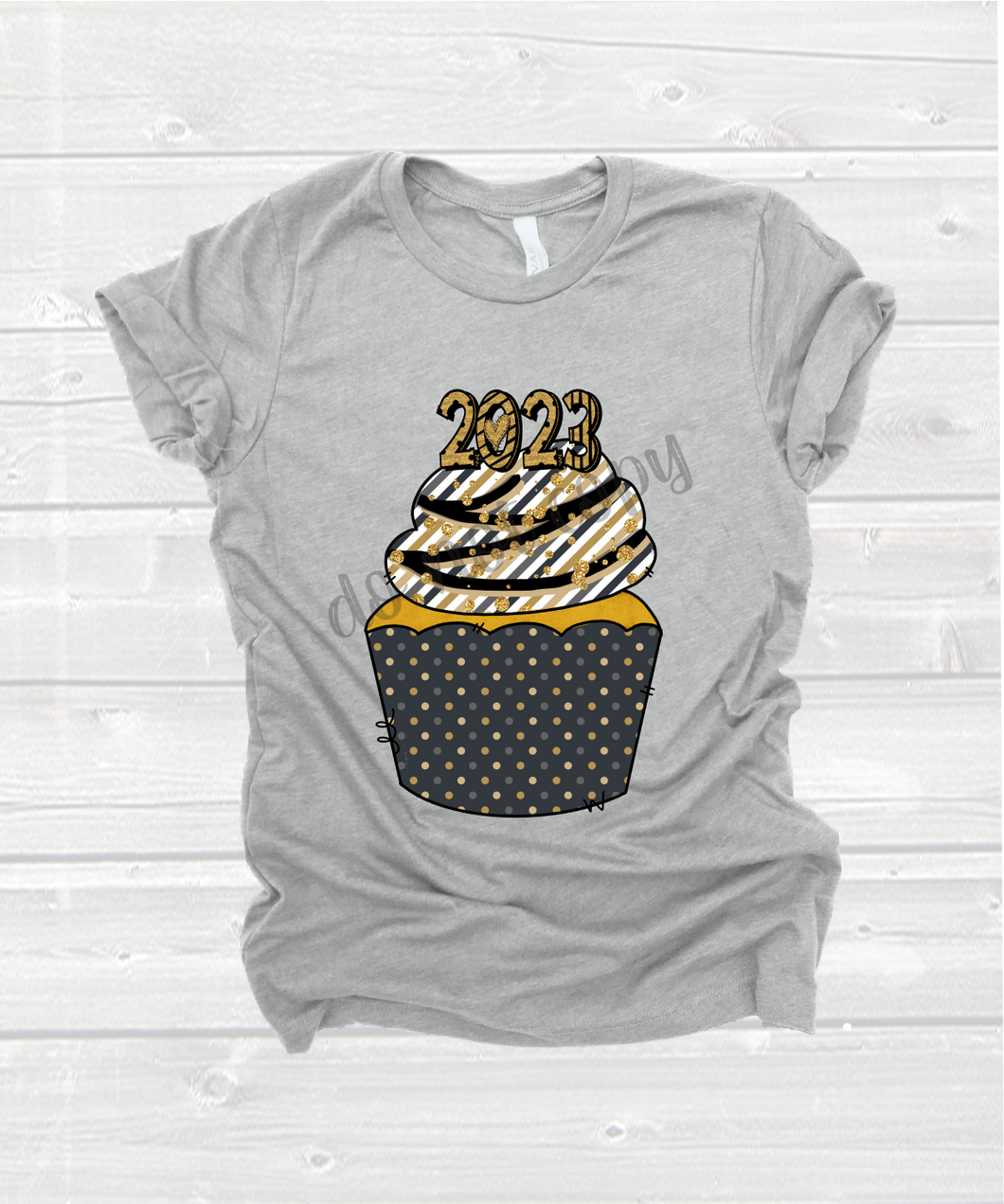 2023 Cupcake Black and Gold Transfer