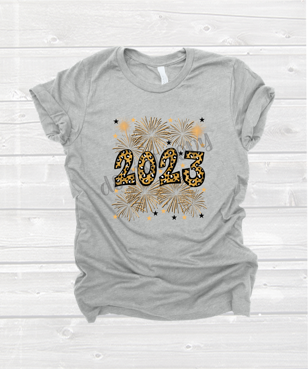 2023 Leopard With Fireworks Black and Gold Transfer