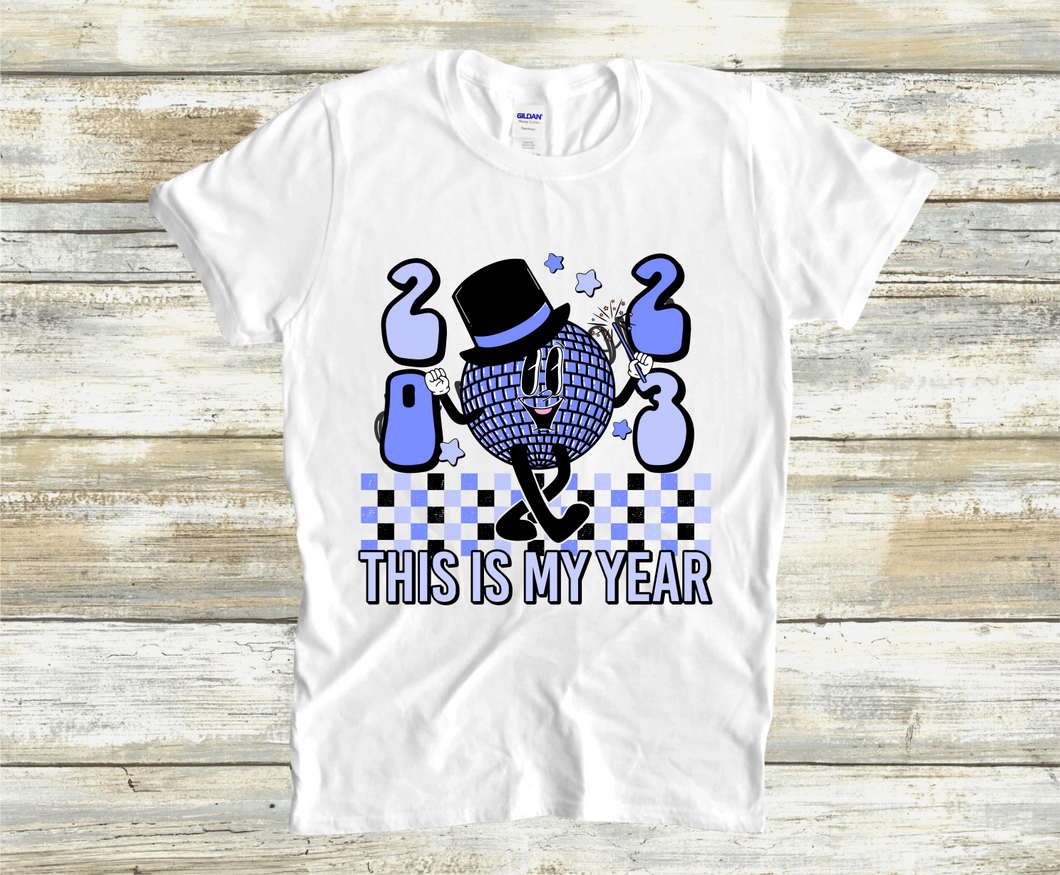 2023 This Is My Year Disco Ball Blue Transfer