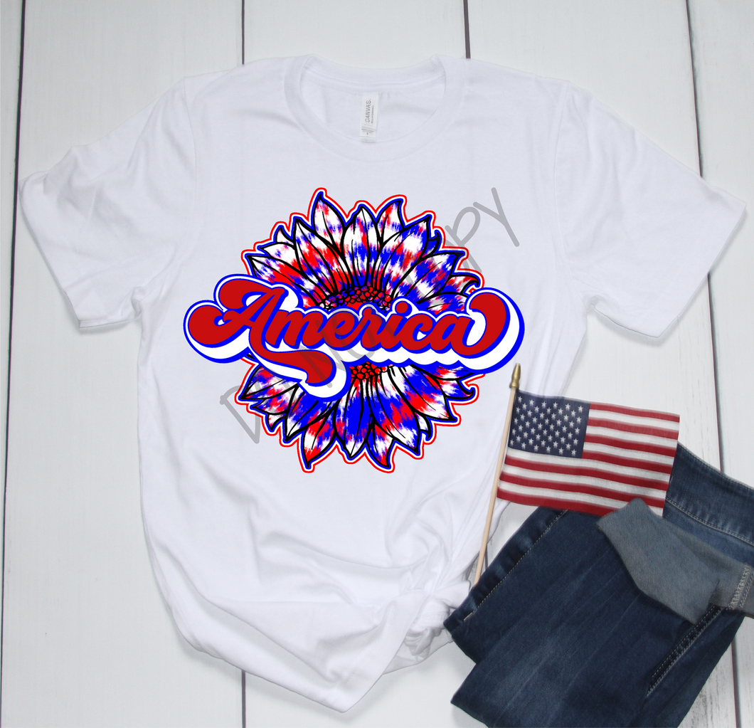 America Sunflower Tie-Dye Transfer