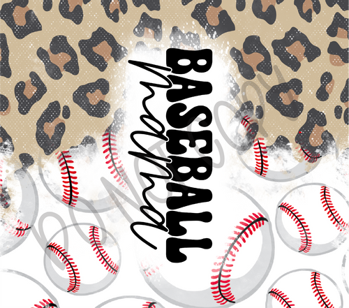 Baseball Mama Leopard & Baseballs  20 oz Straight tumbler Sublimation Transfer