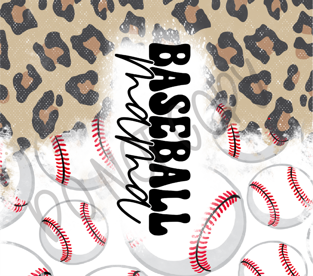 Baseball Mama Leopard & Baseballs Completed Tumbler