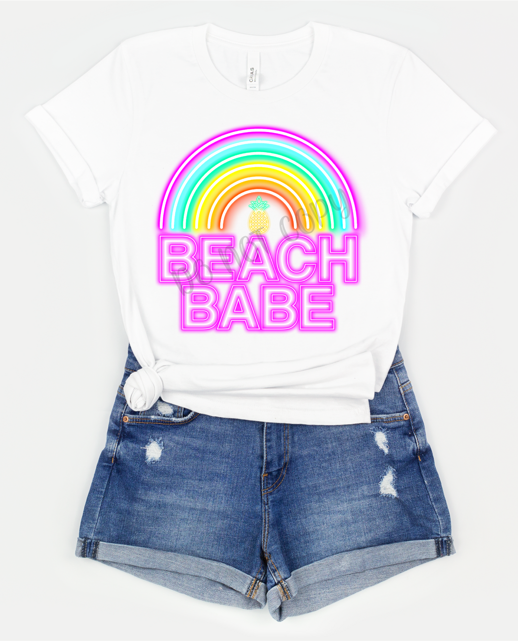 Beach Babe Neon Rainbow Transfer