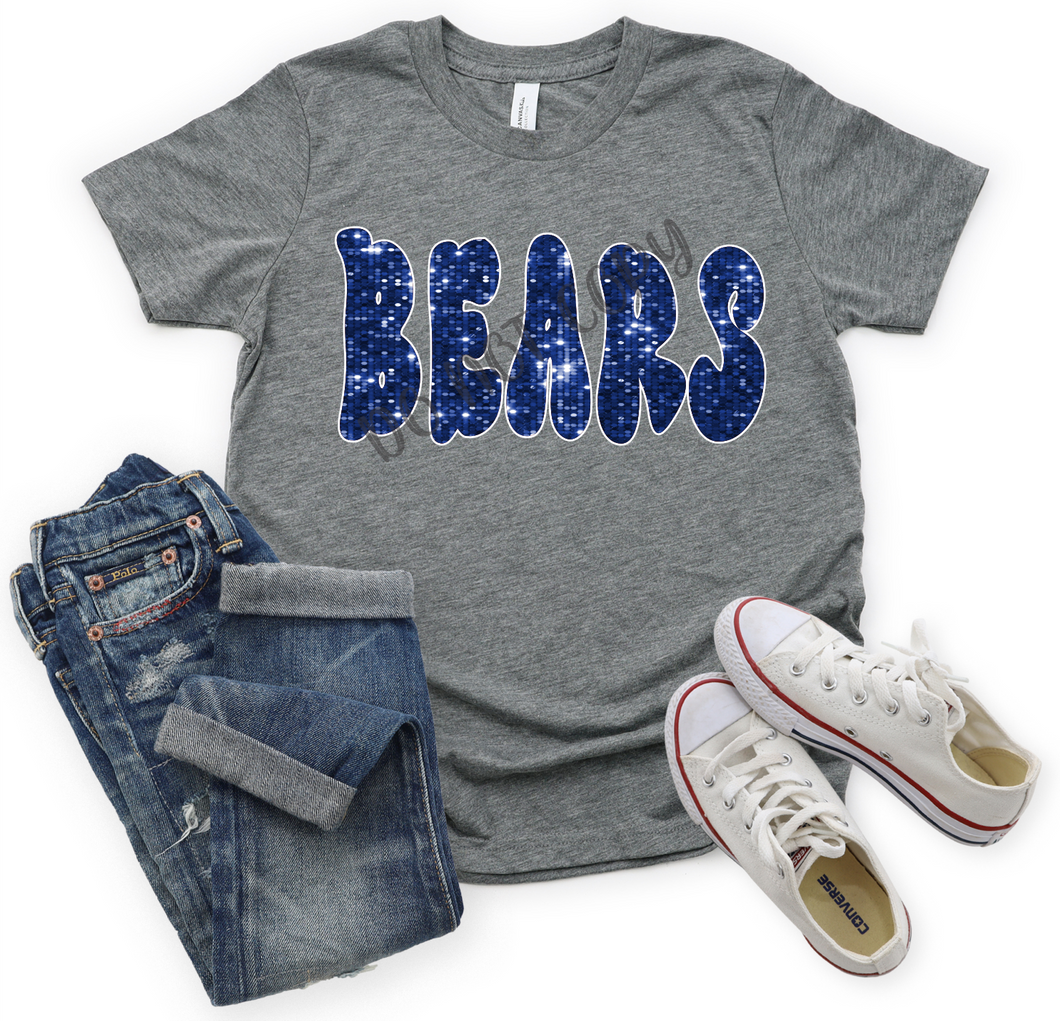 Bears Royal & White Sequins