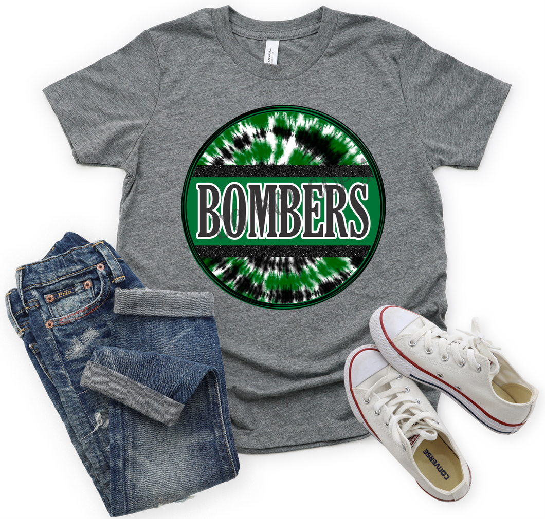 Bombers Green, White & Black Tie-Dye Circle