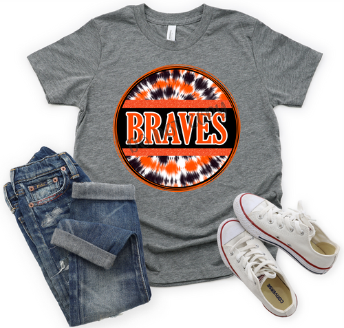 Braves Black Orange Tie-Dye Circle