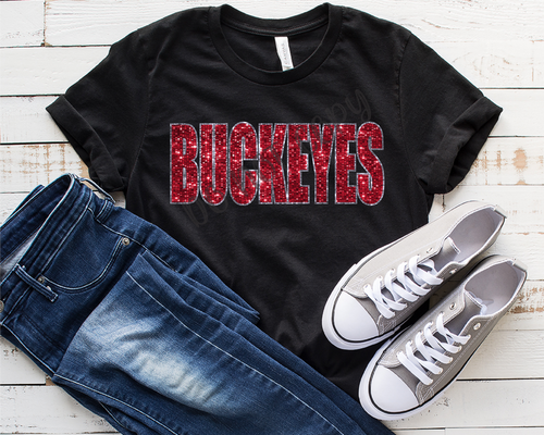 Buckeyes Red & Silver Sequins