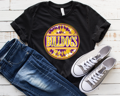 Bulldogs Purple & Gold Tie-Dye Circle